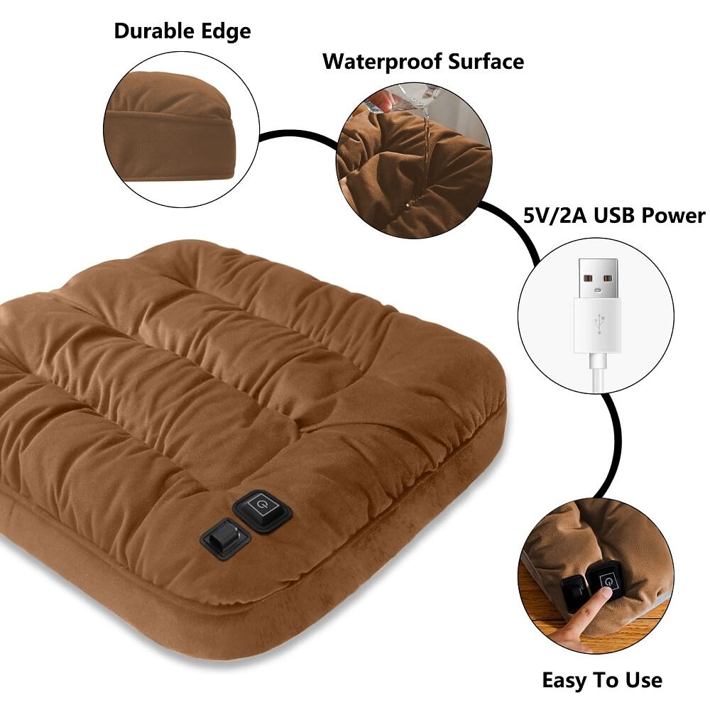 Thicken Seat Cushion,Electric Heated USB Power,Fast Heating,Non-Slip  Bottom,Portable Soft Office Chair Cushion for Warmer and Pain Relief 