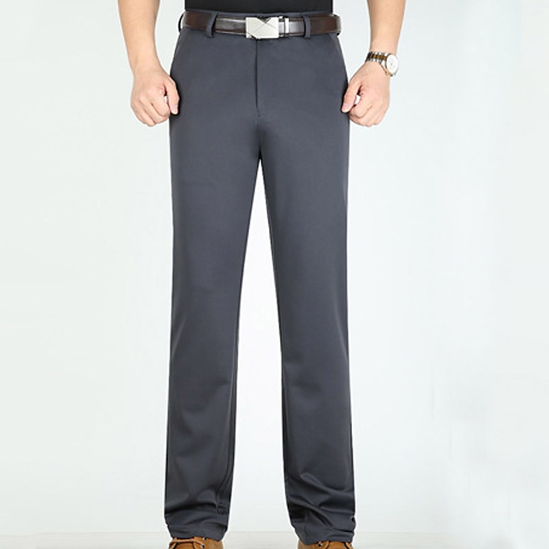 Herren Anzughosen Hose Hosen Tasche Gerade geschnitten Glatt Hochzeit B¨¹ro Arbeit Baumwollmischung Schick & Modern Ausgefallene Weiß Wein Hoher Taillenbund Mikro-elastisch 2025 - $25.99 –P15