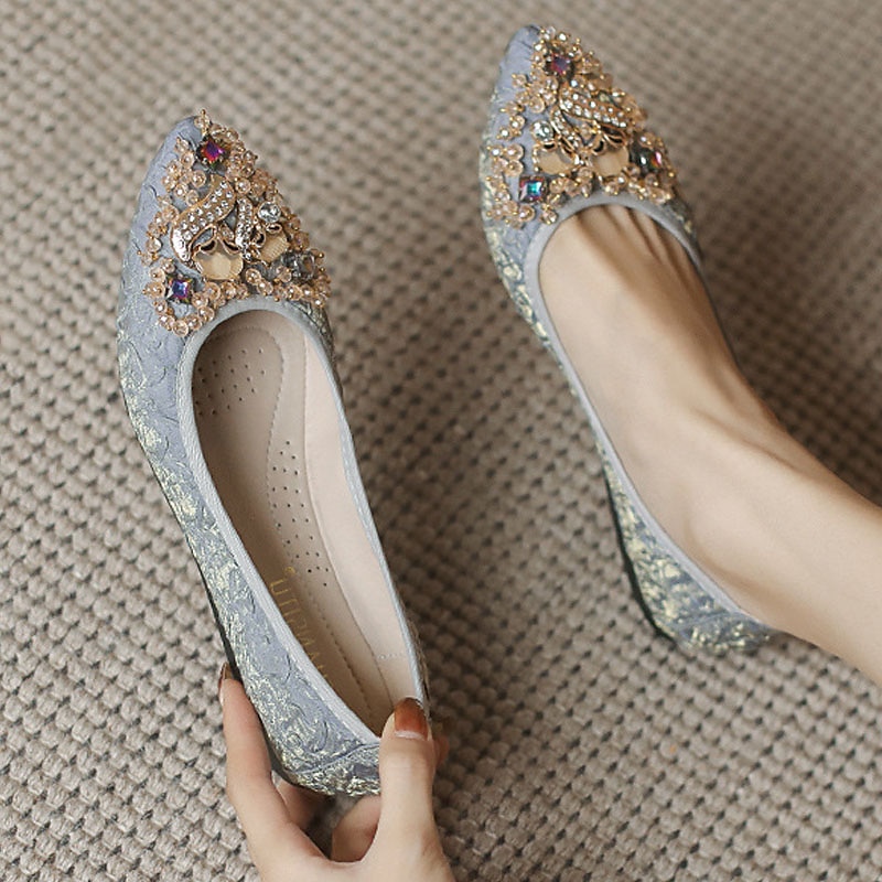ballerines de mariage pliables ornées de cristaux floraux pour femmes - chaussures de ballet de voyage légères et confortables de 2025 ? $29.99 –P7