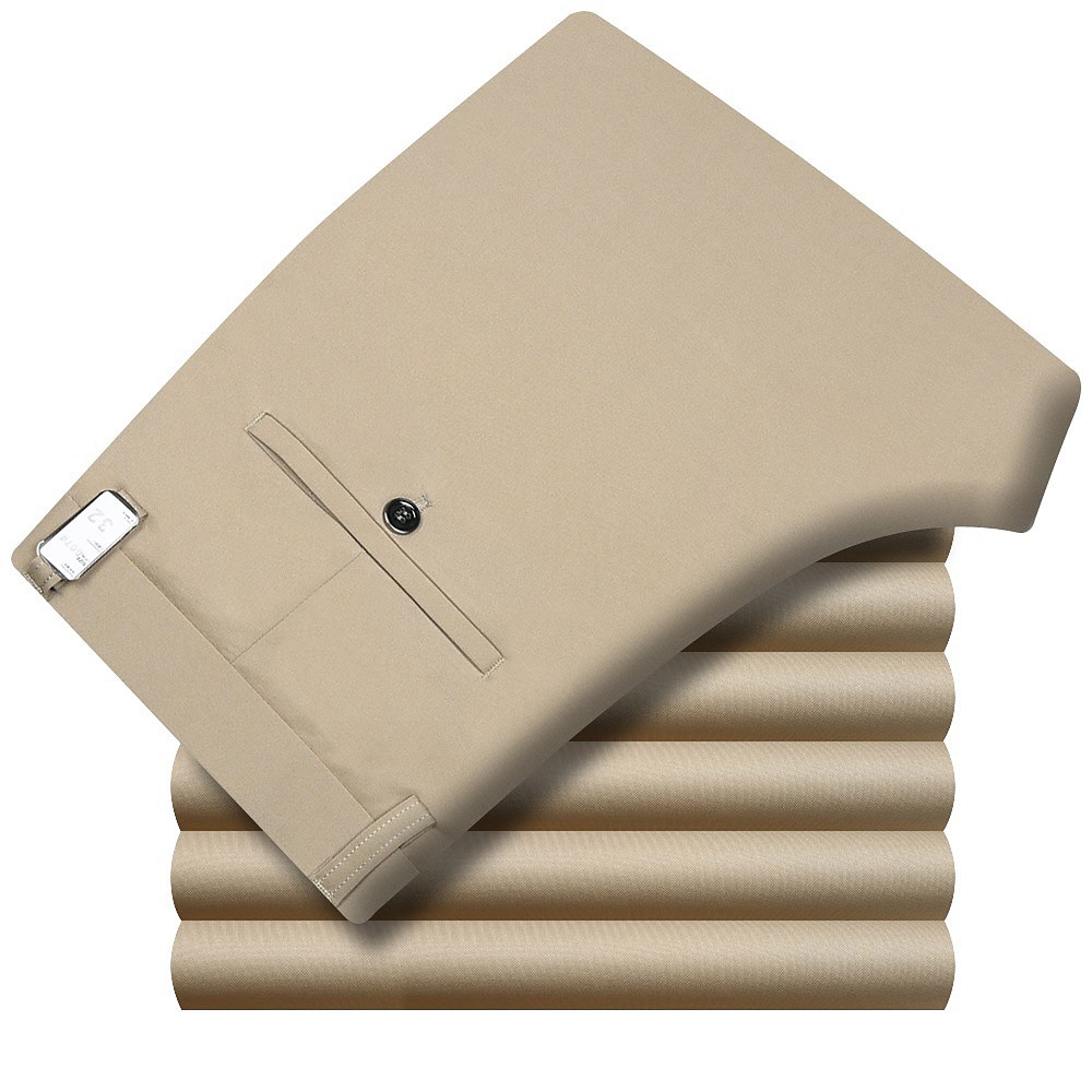 Herren Anzughosen Hose Hosen Tasche Gerade geschnitten Glatt Hochzeit B¨¹ro Arbeit Baumwollmischung Schick & Modern Ausgefallene Weiß Wein Hoher Taillenbund Mikro-elastisch 2025 - $25.99 –P11