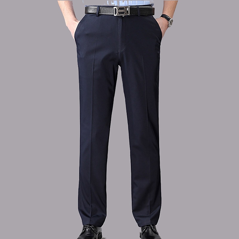 Herren Anzughosen Hose Hosen Tasche Gerade geschnitten Glatt Hochzeit B¨¹ro Arbeit Baumwollmischung Schick & Modern Ausgefallene Schwarz Weiß Hoher Taillenbund Mikro-elastisch 2025 - $42.99 –P3