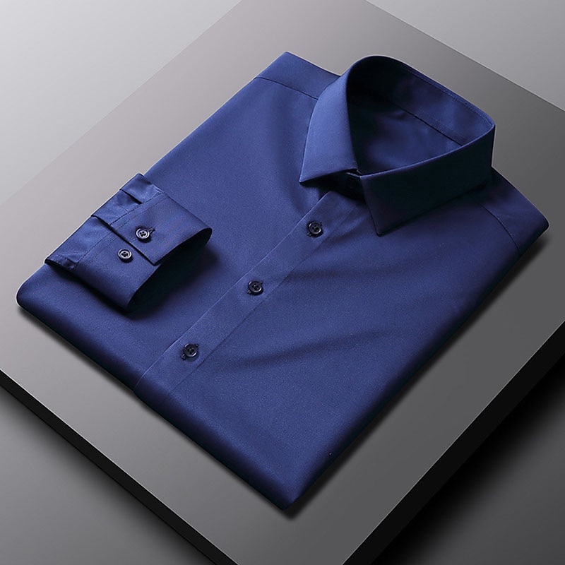 Homme Chemise Chemise sans repassage Mariage Bureau et carrière Noir Blanche Vert Claire Marine foncé manche longue Revers Printemps Automne Vêtement Tenue de 2026 ? $32.99 –P6