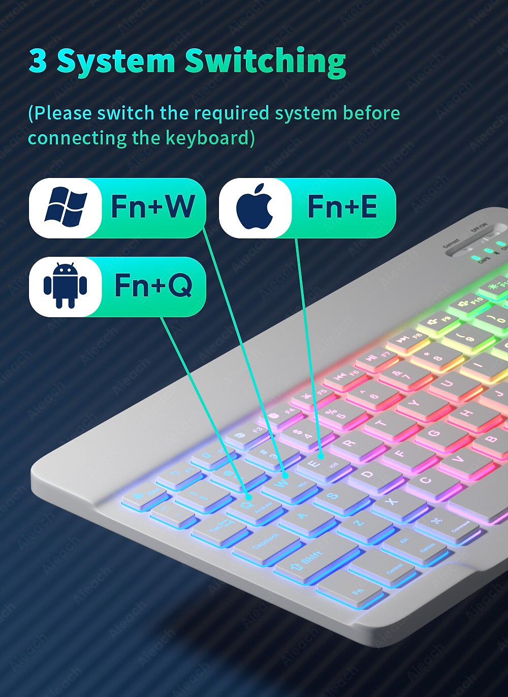 Keyboard and Mouse Combo For Tablet Android iOS Windows, Wireless Slim Mouse Keyboard Combo, Bluetooth Rainbow Backlit Keyboard 2025 - $43.99 –P8
