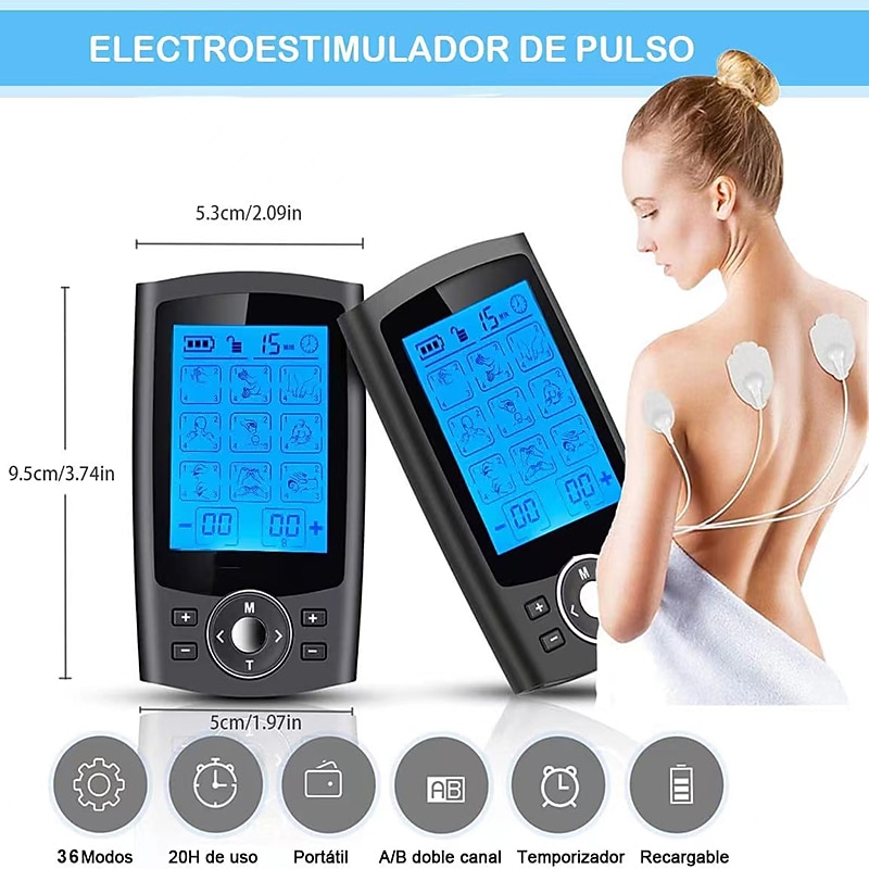 Tens spierstimulator 36-modus elektrische EMS acupunctuur lichaamsmassage digitale therapie afslankmachine elektrostimulator dubbele kanaal met 10 pads stofdicht Valentijnsdag cadeau 2026 - $52.99 –P1