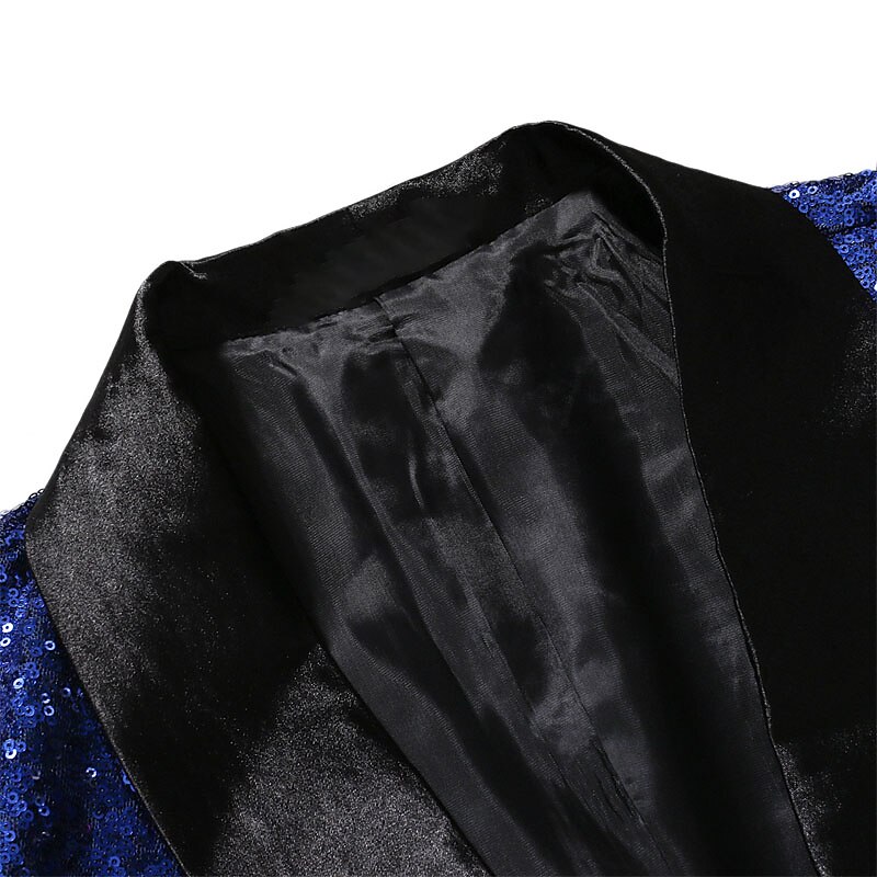 Men's Blazer Cocktail Party Bar Shining Outdoor Pocket Sequin Fall Winter Plain Stylish Warm Ups Shawl Collar Black Silvery Wine Royal Blue Gold Jacket 2025 - $63.99 –P11