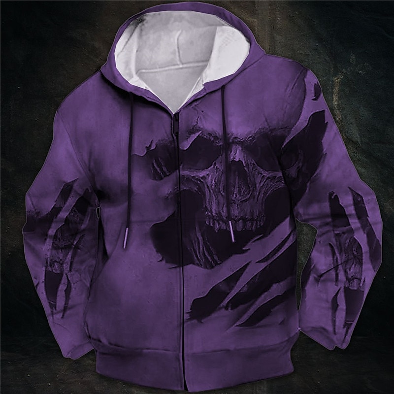 Hombre Cráneos Estampados Sudadera Sudaderas Sudadera con capucha y cremallera completa Manga Larga Sudadera con capucha Con Capucha Ropa de calle Impresión 3D Deporte Diario Deportes Vino Rojo 2025 - $27.99 –P7