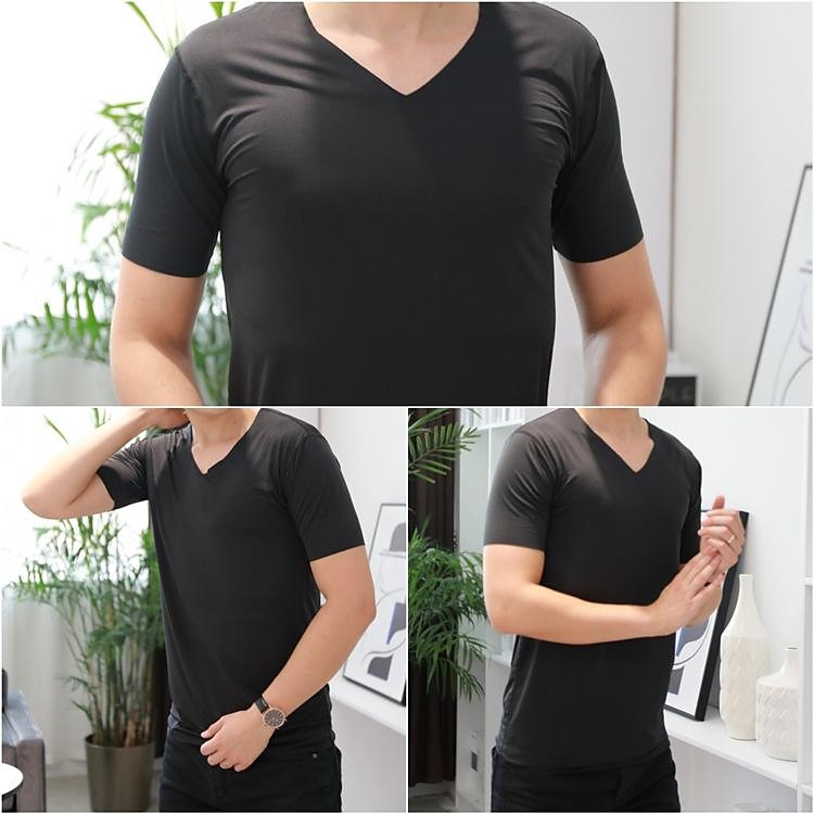 Herr T-shirt Kortärmad V-hals Sommar Vår Enfärgad / vanlig färg Sömlös Grundläggande Ledigt Ledigt Dagligen Vinrött Svart Vit Topp t-shirt för män 2025 - $8.99 -P14
