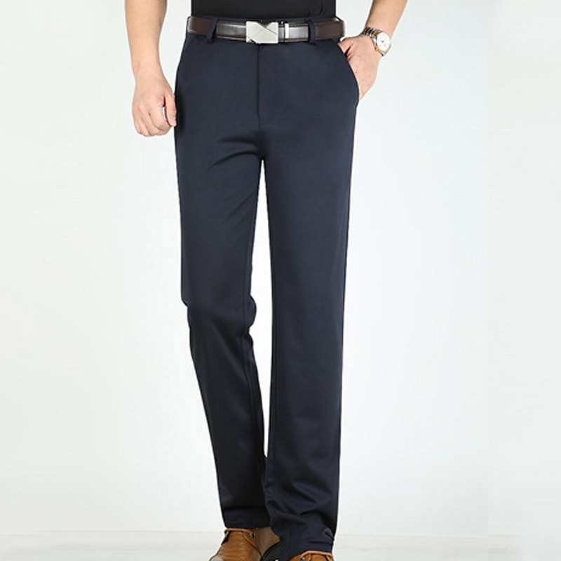 Herren Anzughosen Hose Hosen Tasche Gerade geschnitten Glatt Hochzeit B¨¹ro Arbeit Baumwollmischung Schick & Modern Ausgefallene Weiß Wein Hoher Taillenbund Mikro-elastisch 2025 - $25.99 –P8