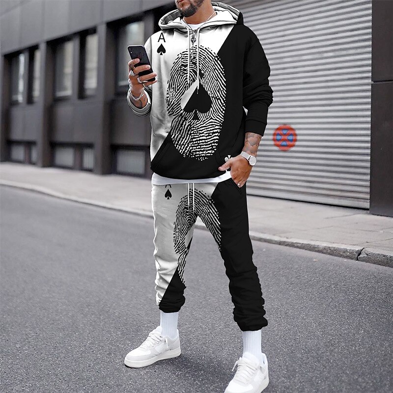 Homens Gráfico Pôquer 2pcs Conjuntos de moletom 3D Moletom Moletons Manga Longa Calças compridas Com Capuz Roupa de rua Designer Básico Desportos e Ar livre Casual Esportes Imprimir Primavera Outono de 2025 por $38.99 –P3