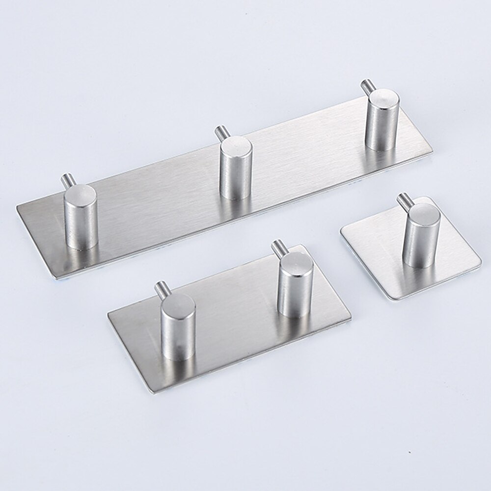ganchos de pared autoadhesivos ganchos para batas baño 304 gancho de acero inoxidable cocina baño gancho perforado libre gancho único puerta trasera metal perchero 2025 - $9.99 –P5