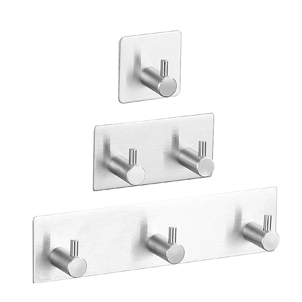 ganchos de pared autoadhesivos ganchos para batas baño 304 gancho de acero inoxidable cocina baño gancho perforado libre gancho único puerta trasera metal perchero 2025 - $9.99 –P2
