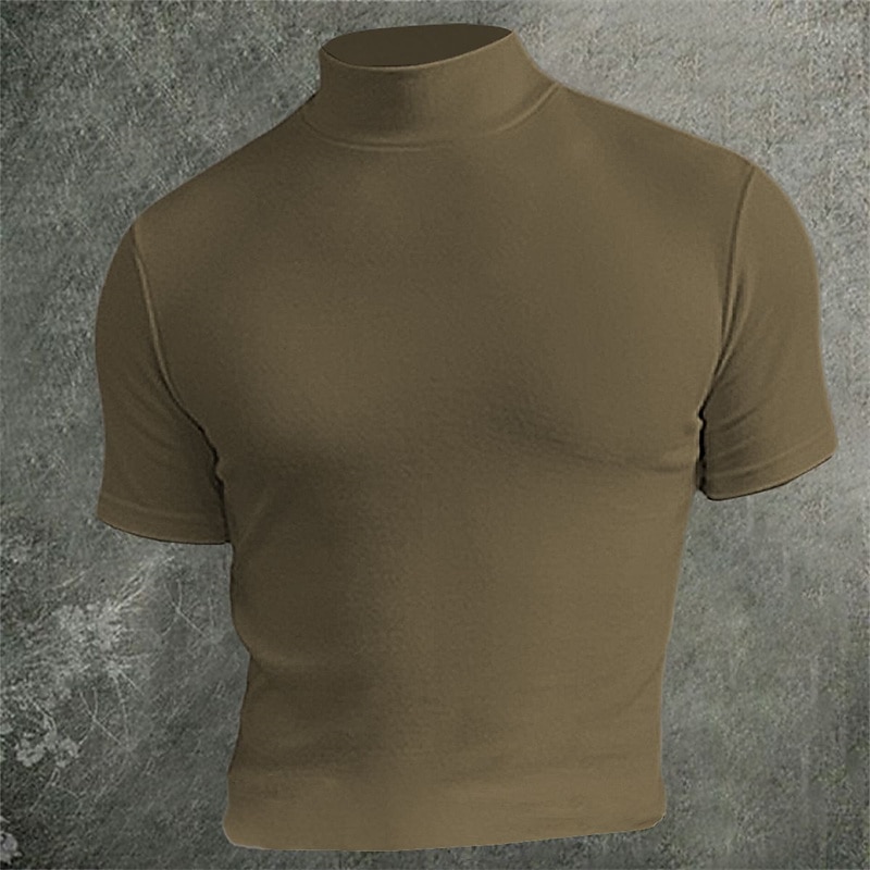 Homme T-shirt Faux col roulé Manches courtes Col roulé Col montant Été Uni Designer Basique Moderne Contemporain Vacances Rue Sortir Noir Bleu gris foncé T-shirt haut de gamme pour homme de 2026 ? $17.99 –P7