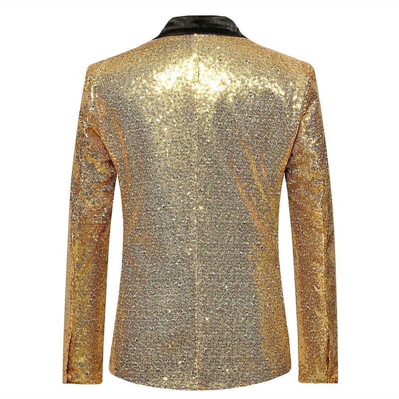 Men's Blazer Cocktail Party Bar Shining Outdoor Pocket Sequin Fall Winter Plain Stylish Warm Ups Shawl Collar Black Silvery Wine Royal Blue Gold Jacket 2025 - $63.99 –P8