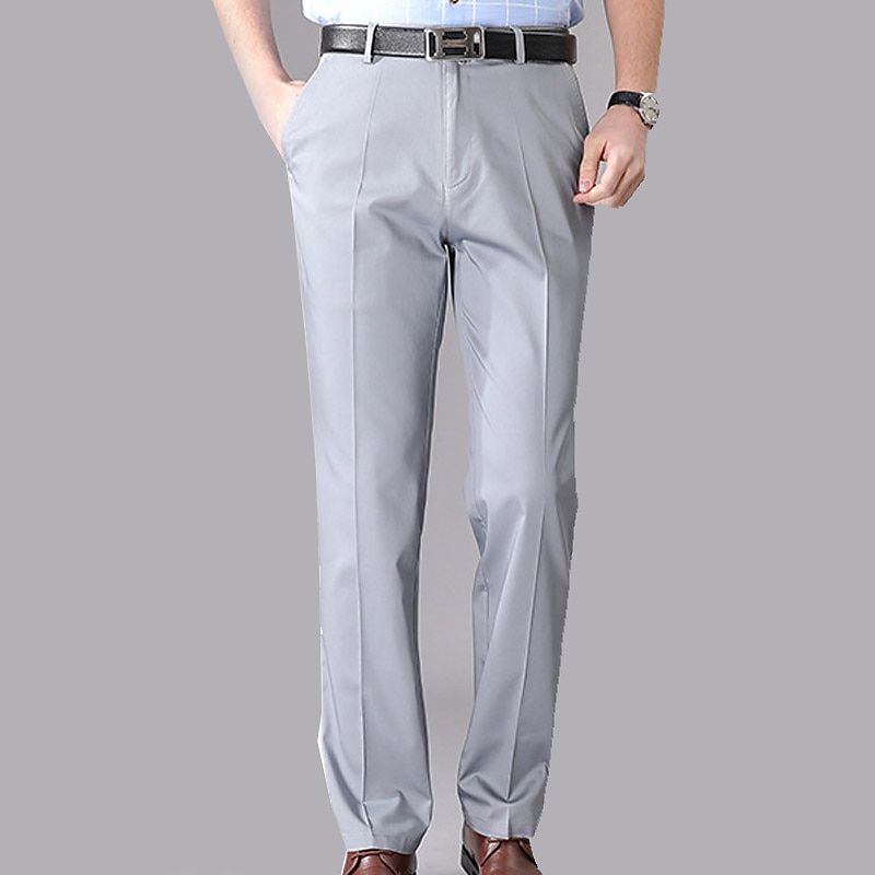 Herren Anzughosen Hose Hosen Tasche Gerade geschnitten Glatt Hochzeit B¨¹ro Arbeit Baumwollmischung Schick & Modern Ausgefallene Schwarz Weiß Hoher Taillenbund Mikro-elastisch 2025 - $42.99 –P12