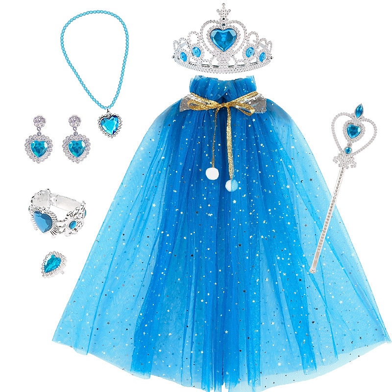 Das Set besteht aus einem Umhang, einer Tiara und Accessoires der Märchenprinzessin Elsa für Mädchen, ideal für Halloween, Filmkostüme, Cosplay, Karneval, Maskerade und andere festliche Anlässe. 2026 - $26.99 –P2