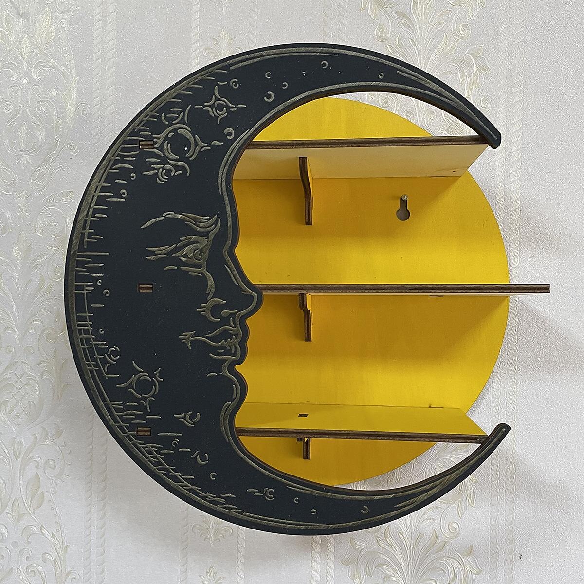 Wooden Moon Shelf for Crystals, Floating Shelves Made of Wood, Display Shelf for Essential Oil, Crescent Moon Floating Shelves, Rustic Storage Shelf for Living Room, Bedroom, Bathroom 2025 - $35.99 –P7