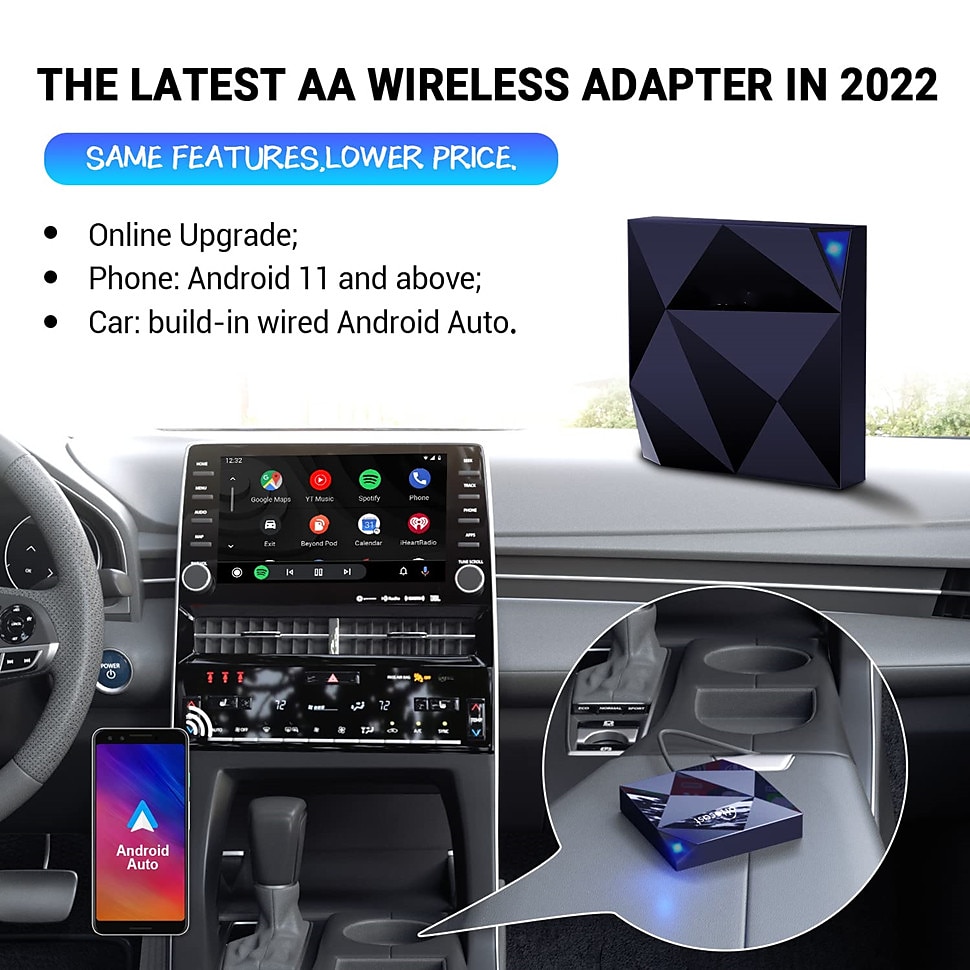 OTTOCAST Wireless Android Auto Adapter for Factory Wired Android Auto Cars A2Air Adapter 5G WiFi Bluetooth Plug and Play 2023 - £ 66 –P11