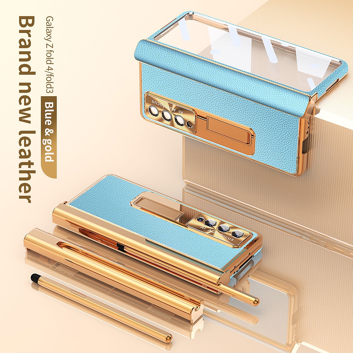 Phone Case Plating Leather Case For Samsung Galaxy Z Fold 6 Z Fold 5 Z Fold 4 Fold 3 Magnetic Kickstand with Pencil Holder(without Pen) Carbon Fibe Screen Protector Phone C Bumper Frame PC PU Leather 2025 - $55.99 –P15