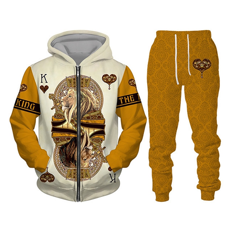 Homme Graphique Lion 2 pièces Ensembles de sweat-shirts 3D Sweat à capuche Survêtement manche longue Pantalon long À capuche Streetwear Basique Occasionnel Sport & Loisir Occasionnel Sports Fermeture de 2025 ? $38.99 –P4