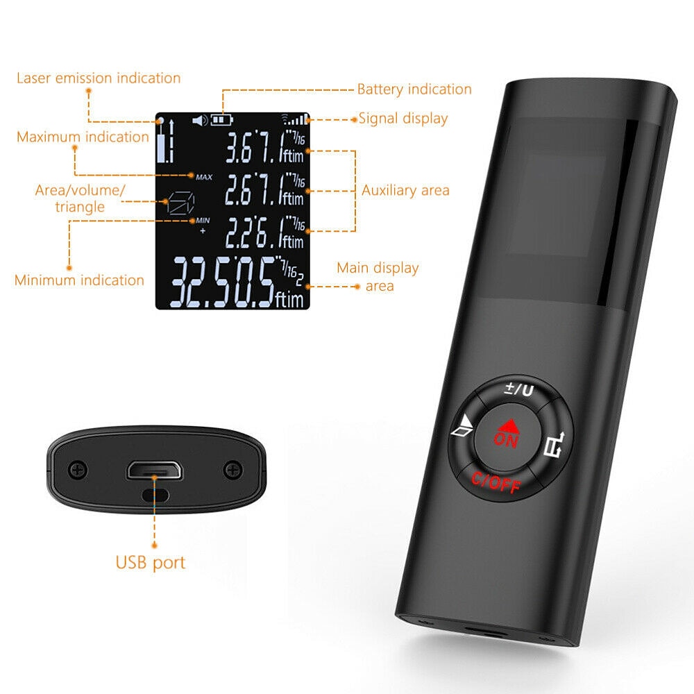 2025年 レーザー距離計 40 メートルスマートデジタル範囲ポータブル usb 充電距離計ミニハンドヘルド距離測定計  コレクション – $39.99 –P2