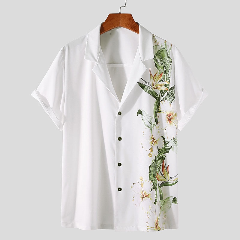 Herr Blommig Skjorta Knapp upp skjorta Kortärmad Tropisk Mode Hawaiisk Ledigt Helgdag Strand Sommar Vår Nedvikt Mönster Button-Down Gul Rubinrött Blå Purpur Grön 2025 - $24.99 –P6