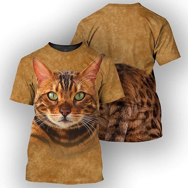 Men's Graphic Animal Cat T shirt Tee Short Sleeve T shirt 3D Print Crew Neck Shirt Vintage Fashion Designer Outdoor Casual Daily Black Yellow Orange Spring & Summer Clothing Apparel S M L XL 2XL 3XL 2025 - $17.99 –P4