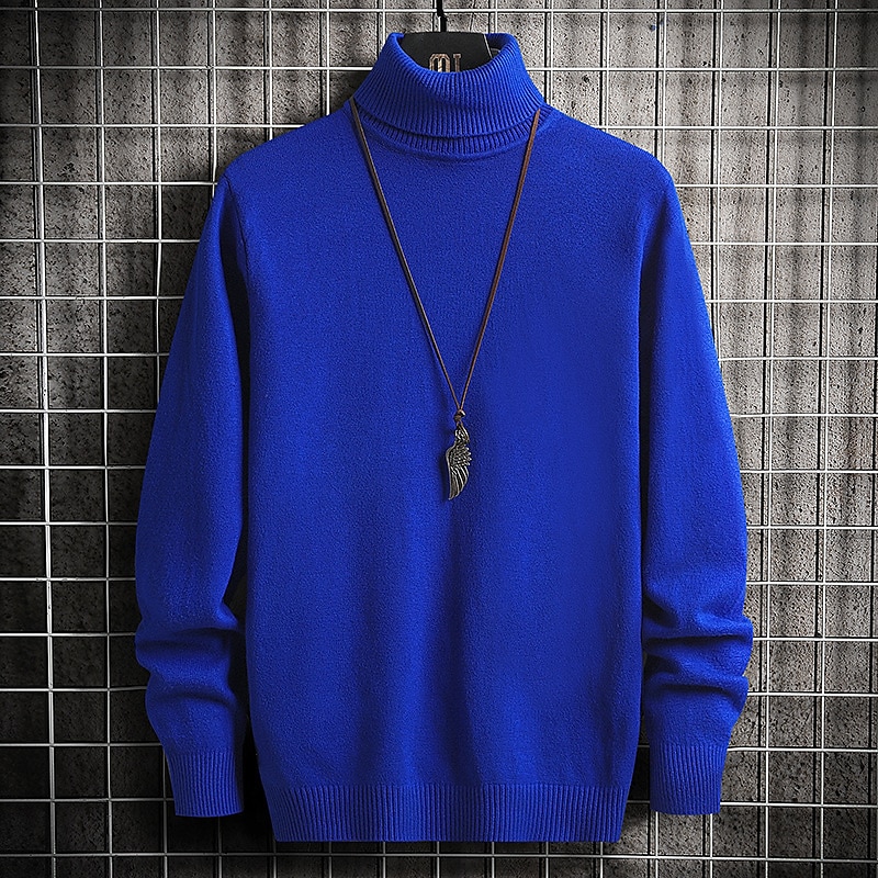 Men's Sweater Pullover Sweater Jumper Ribbed Knit Knitted Plain Mock Neck Stylish Casual Daily Wear Vacation Clothing Apparel Spring &  Fall Black White S M L 2025 - $23.99 –P6