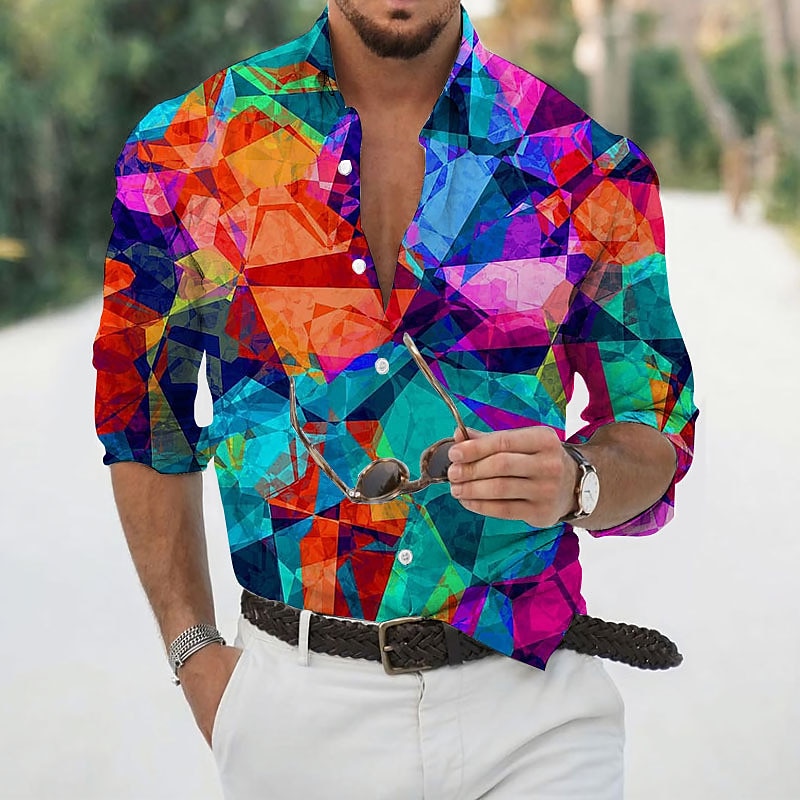 Per uomo Geometrica Geometria Camicia Camicia con bottoni Manica lunga Di tendenza Originale Informale Esterno Informale Giornaliero Autunno inverno Collo ripiegabile Stampa Bottone giù Giallo Verde del 2025 a €28.99 –P3