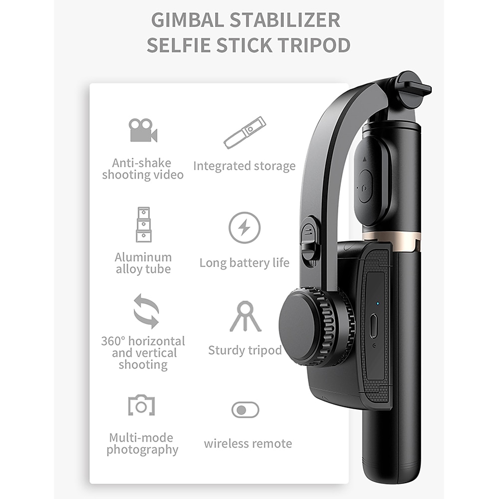 Handheld Gimbal Smartphone Bluetooth Handheld Stabilizer with Tripod selfie Stick Folding Gimbal for Smartphone Xiaomi iPhone 2025 - $52.99 –P5