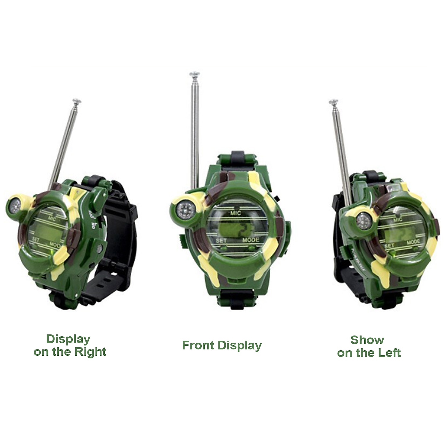 walkie talkies óra 7 az 1-ben funkció kém karóra játékok interfon játék beépített mikrofon fiú lányoknak 2db 2025 - $33.99 –P8