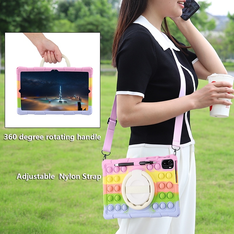 Tablet Case Cover For Samsung Galaxy Tab S8 11'' S6 Lite 10.4" A7 10.4'' A 8.0" 2022 2021 2020 2019 Portable Handle Pencil Holder Cartoon Color Gradient Armor Silicone For Kids 2025 - $29.99 –P3