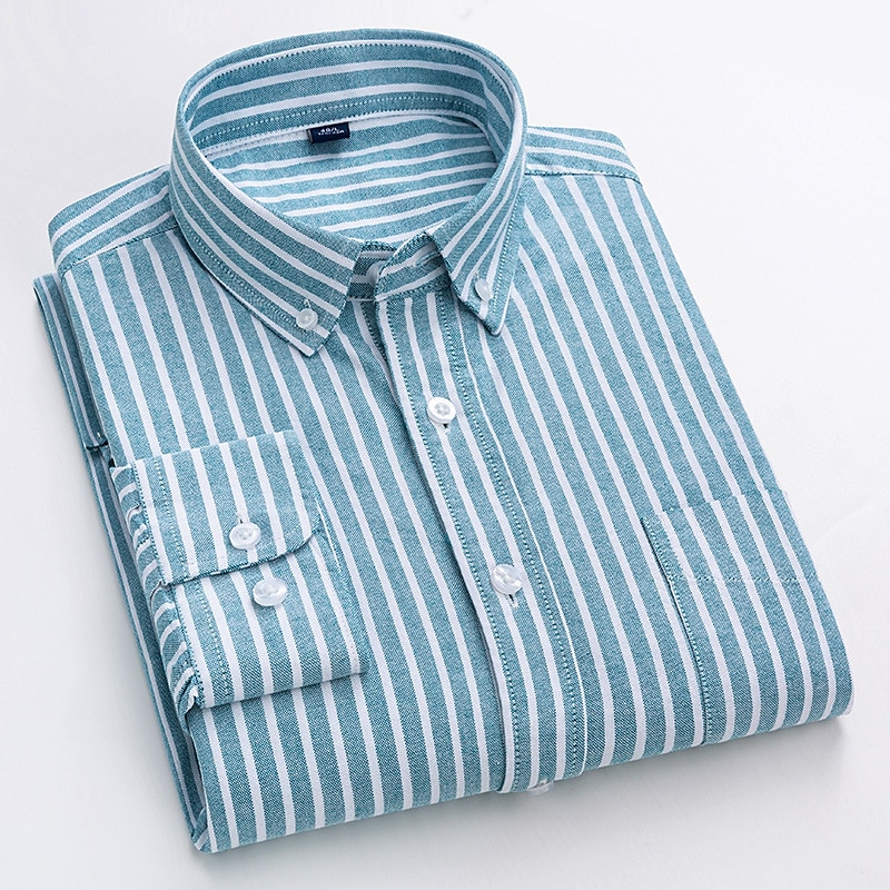 Herr Skjorta Oxford skjorta Randig Bröllop Utomhus Gul Blå Grön Långärmad Fyrkantig hals Vår & Höst Kläder Button-Down 2025 - $34.99 –P7