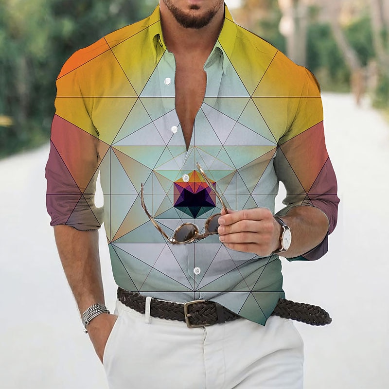 Per uomo Geometrica Geometria Camicia Camicia con bottoni Manica lunga Di tendenza Originale Informale Esterno Informale Giornaliero Autunno inverno Collo ripiegabile Stampa Bottone giù Giallo Verde del 2025 a €28.99 –P6