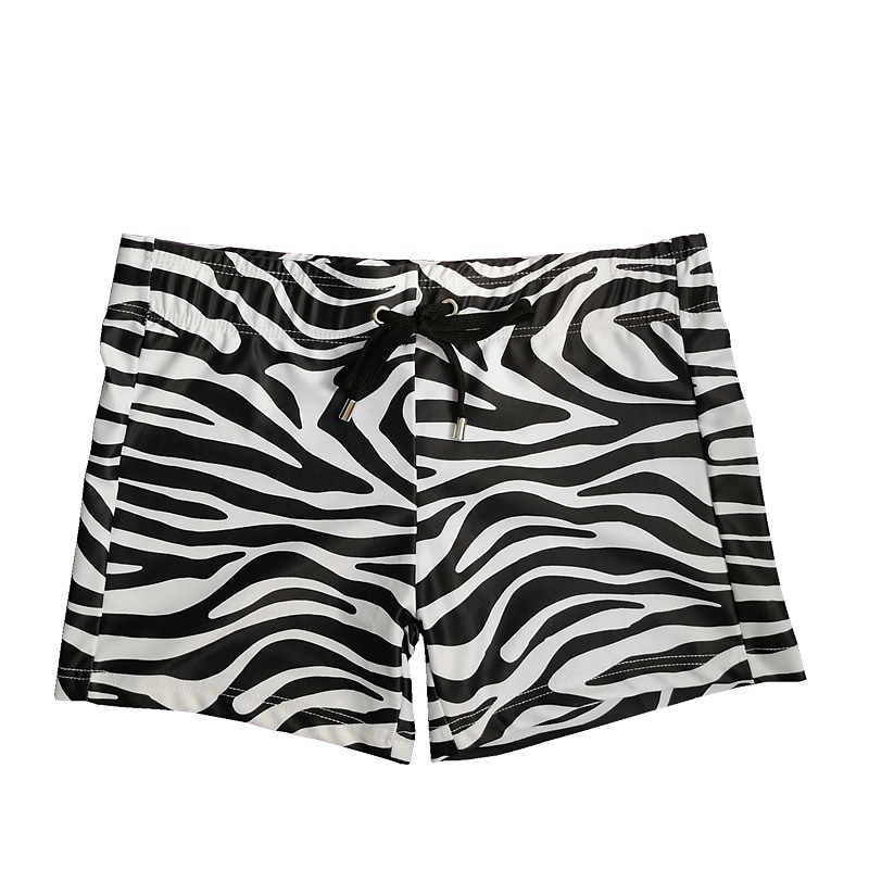 Herr 1-pack Boxershorts Badkläder Snörning Mönster Polyester Andningsfunktion Mjuk Färgblock Medium Midja Svart 2025 - $12.99 –P4