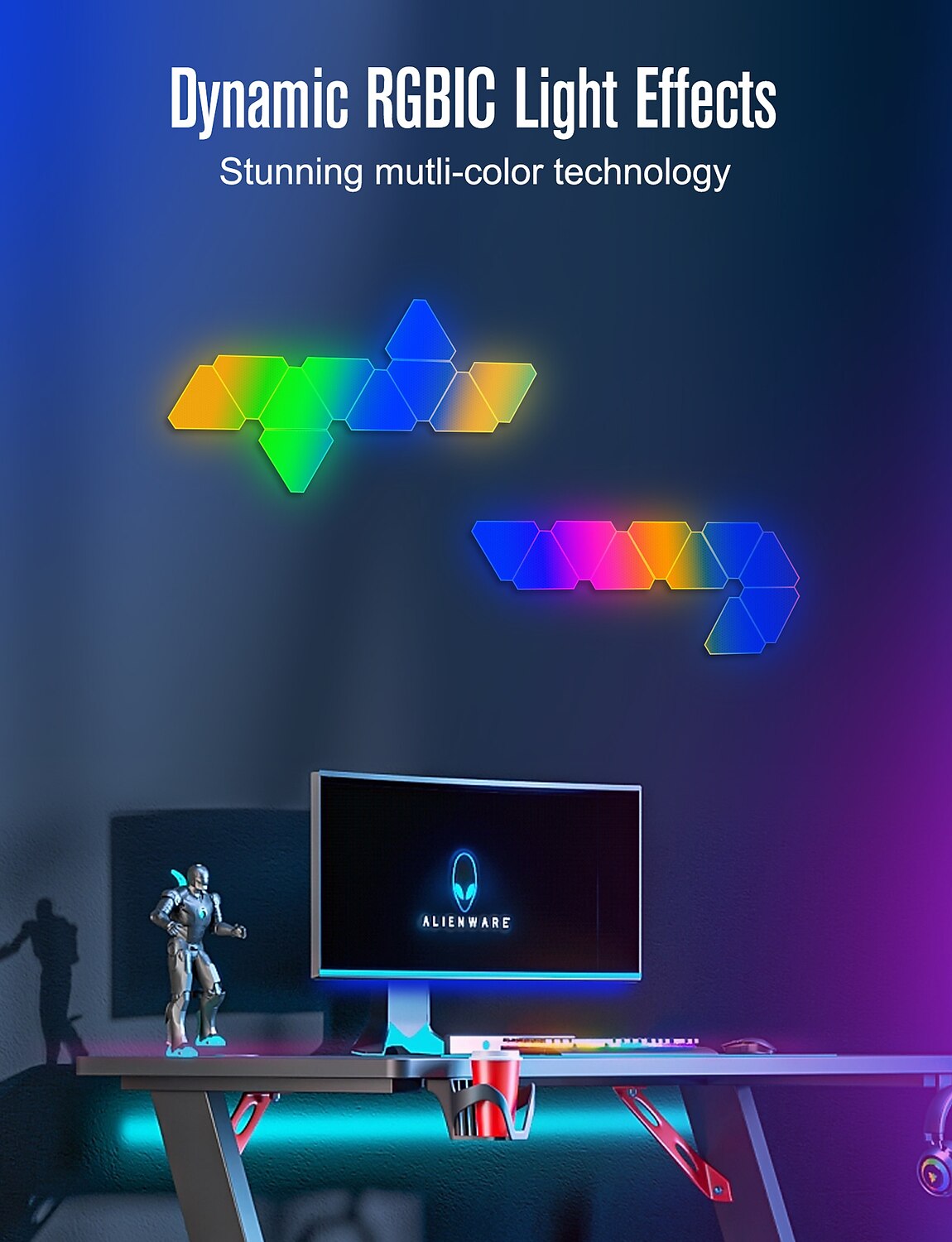 LED Smart Light Triangle Wall Panel Light RGB Color Rhythm App Controlled Gaming Tuya Wifi Bluetooth Remote Control Plate Quantum Lamp E-sports Intelligent Voice Controlled 2025 - $37.99 –P6
