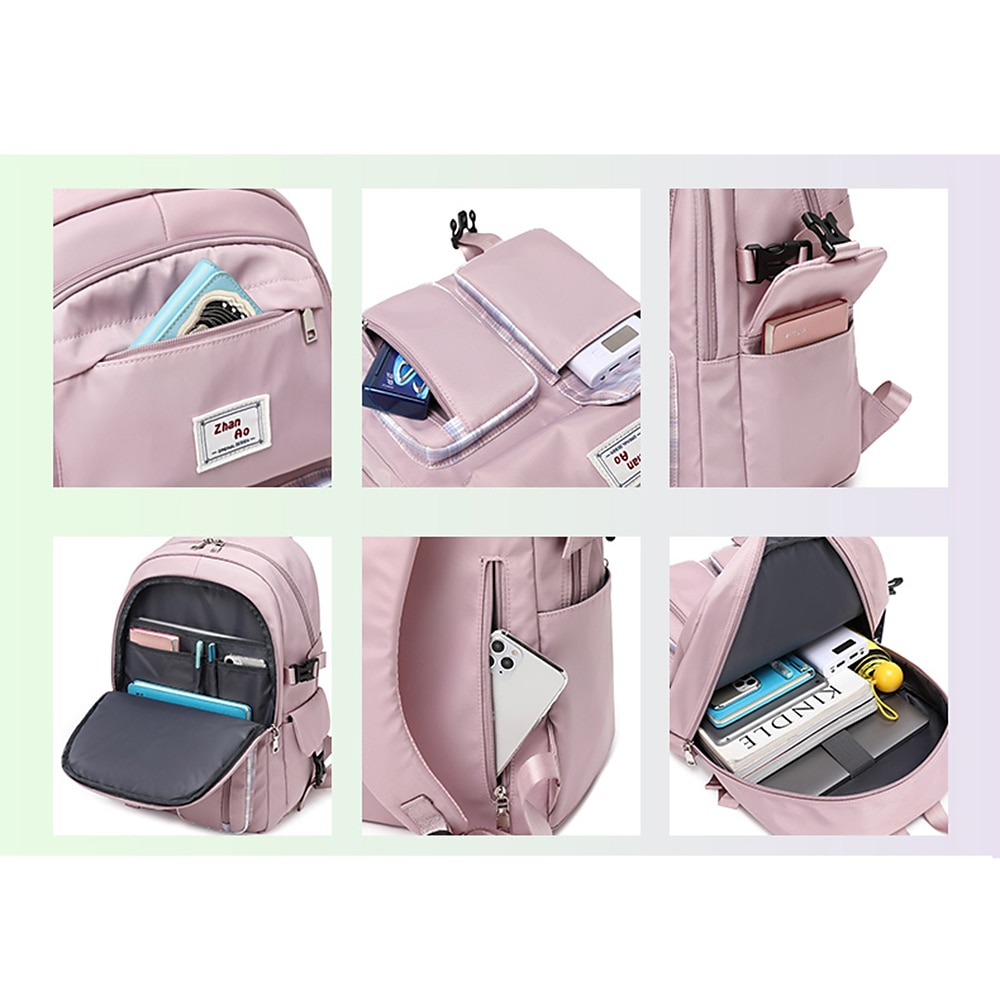 snygg rosa ryggsäck för tonårsflickor - stor kapacitet, back-to school-väska med flera fickor med justerbara remmar och hållbar design 2025 - $46.99 –P8