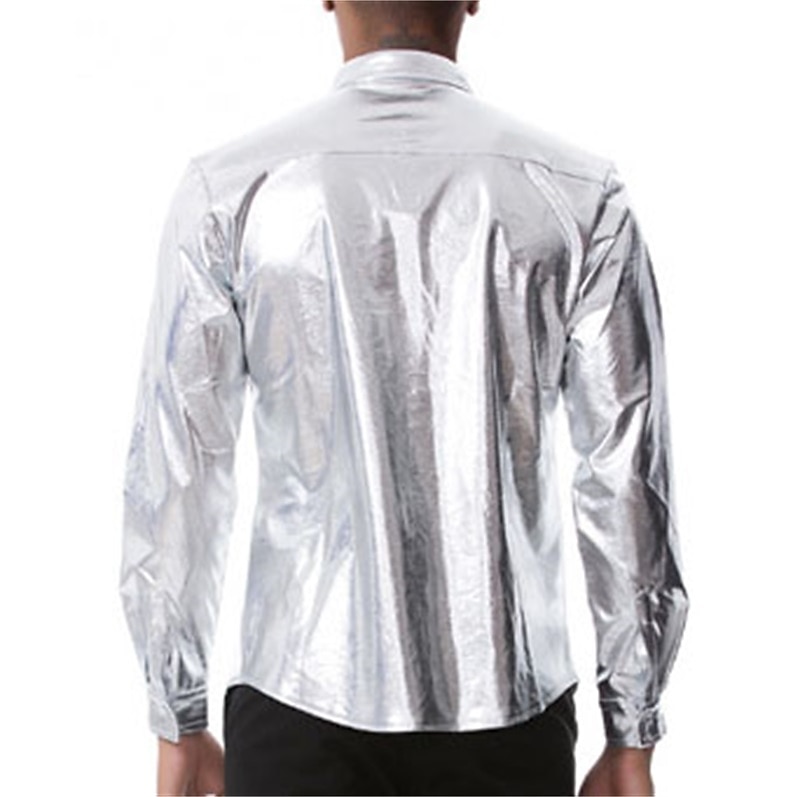 Herr Smokingskjortor Slät Fest Helgdag Silver Svart Långärmad Nedvikt Vår & Höst Kläder Button-Down 2025 - $38.99 –P3