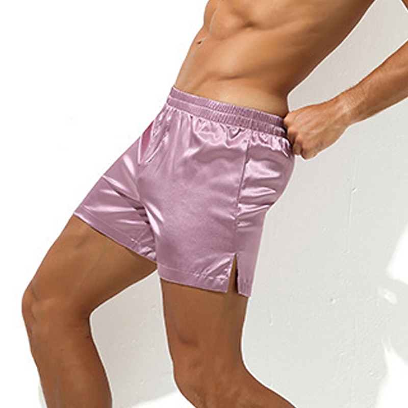 Herr Vardagsklädsel Pyjamasshorts Slät Ledigt Komfort Hem Dagligen Säng Polyester Andningsfunktion Mjuk Elastisk midja Vår Sommar Ljusrosa Svart 2025 - $18.99 –P4