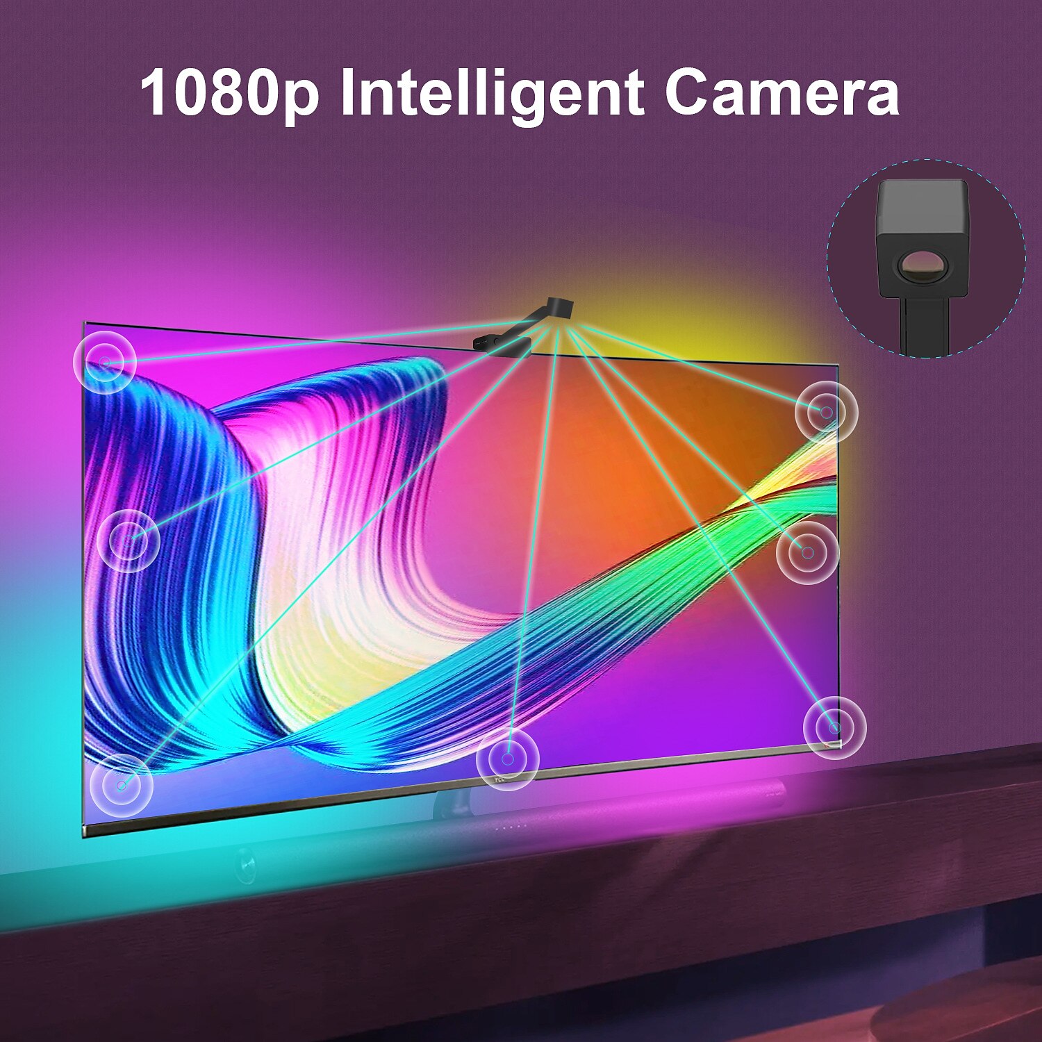 envisual tv светодиодная подсветка с камерой 3,8 м rgbic wi-fi tv подсветка для телевизоров ПК работает с alexa и приложением Google Assistant управление музыкой синхронизация телевизор с регулируемой яркостью света 2025 - $83.99 –P3