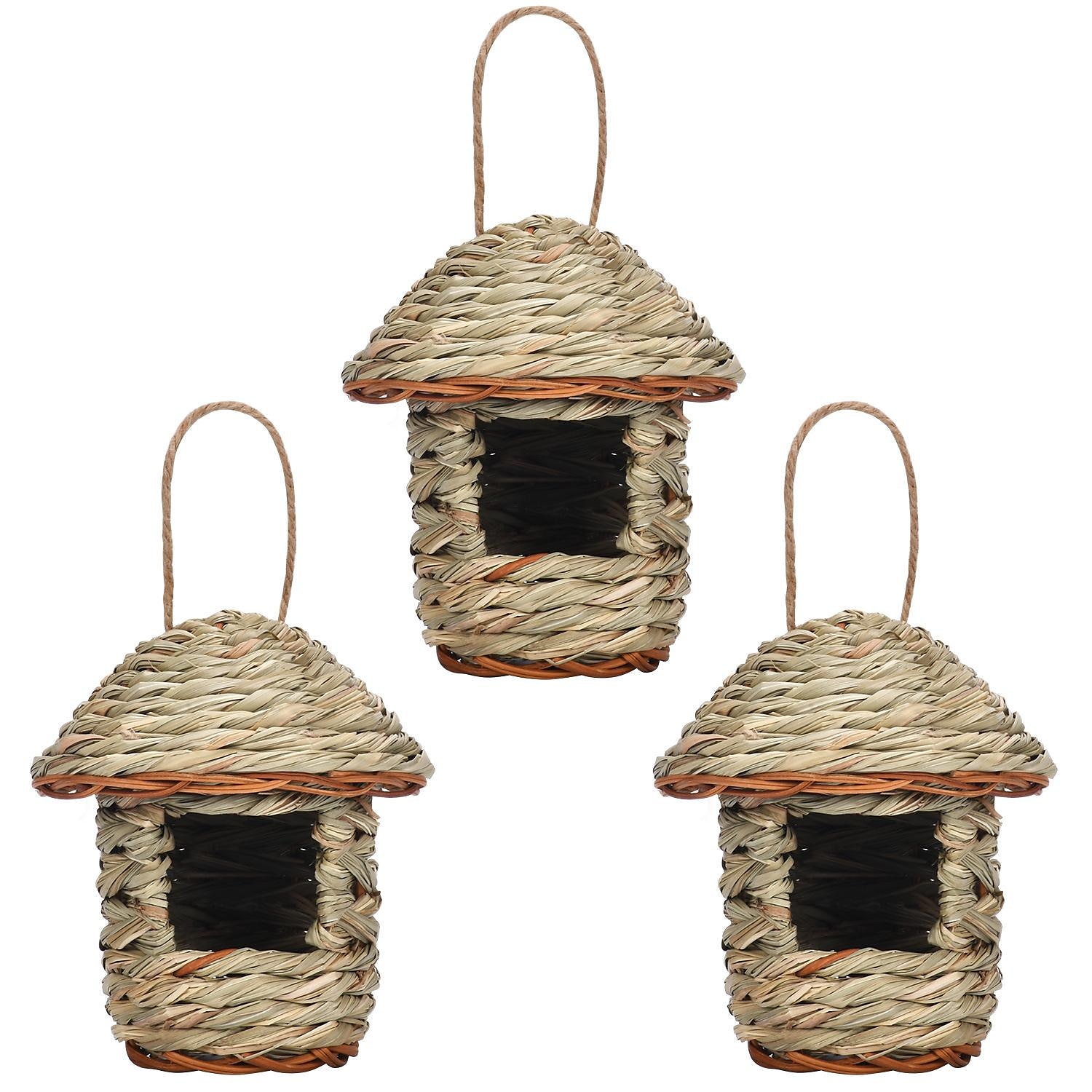 casetta per uccelli da appendere all'esterno, nido di uccelli intrecciato a mano in erba, casa per colibrì, capanna per uccelli naturale all'aperto, casetta per uccelli per bambini, casa per uccelli canori del 2025 a $6.99 -P2