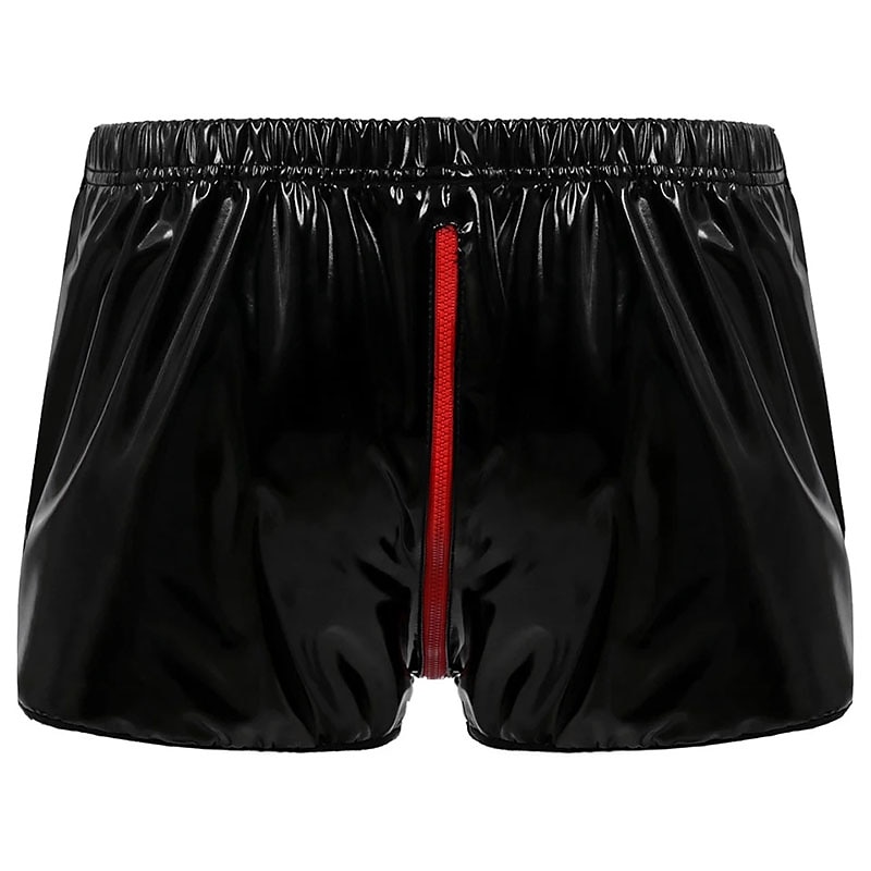 Herren Lässige Shorts Kunstleder-Shorts Einfarbig Komfort Weich Heim Casual Ausgehkleidung Sexy Nasses Aussehen Schwarz 2025 - $17.99 –P2