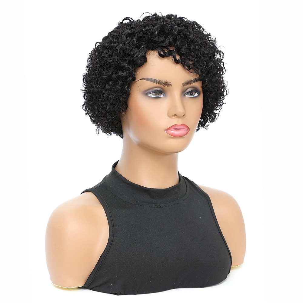 peruca encaracolada loira perucas de cabelo humano 8 polegadas curto bob pixie corte brasileiro peruca de cabelo humano loira mel com raízes escuras afro kinky nenhum peruca frontal de renda para de 2026 por $29.99 –P9