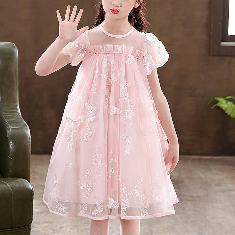 Princesa Até os Joelhos Vestido para Meninas das Flores Festa de Casamento Meninas Lindo Vestido de Baile Renda com Renda Estilo Praia Ajuste 3-16 anos de 2025 por $52.99 –P6