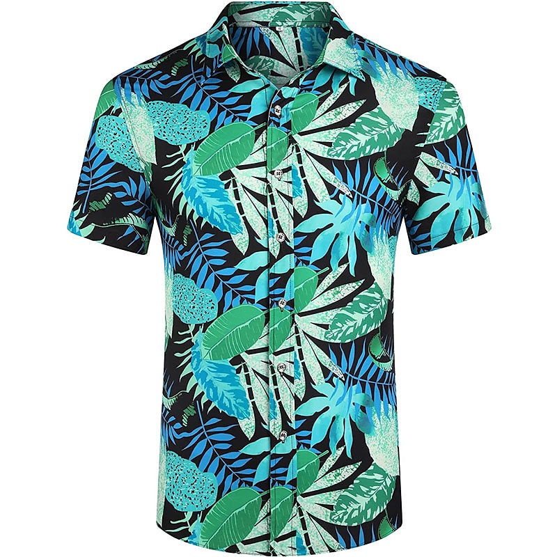 Bărbați Floral Frunze Plante tropicale 2 buc Seturi de camasi Cămașă hawaiană Manșon scurt Pantaloni scurti Răsfrânt Tropical Modă Hawaiană Stradă Casual Hawaiian Imprimeu Vară Primăvară Negru Alb 2025 - $34.99 –P7