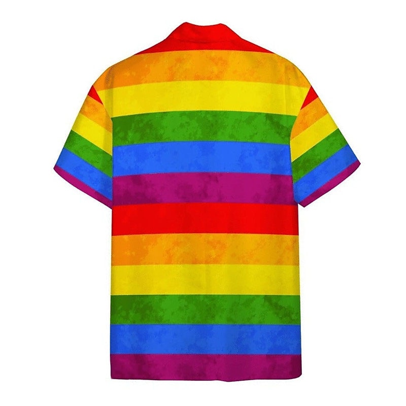 Herren Regenbogen Hund Gestreift Hemd Hawaiihemd Sommerhemd Aloha-Shirt Kurzarm Tropisch Modisch Hawaiianisch Casual Hawaiianisch Ausgehen Sommer Frühling Umlegekragen Bedruckt Button-Down Regenbogen 2025 - $22.99 –P2
