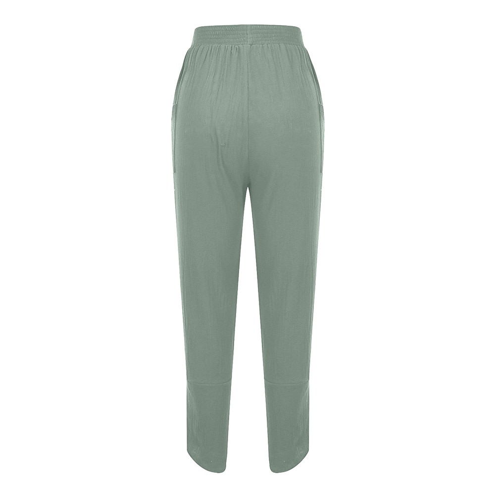 Damenhose aus Baumwollleinen mit Seitentaschen, weites Bein, locker lässig, Sommer, Herbst, Weiß, Hellblau, S, 2XL 2025 - $21.99 –P12
