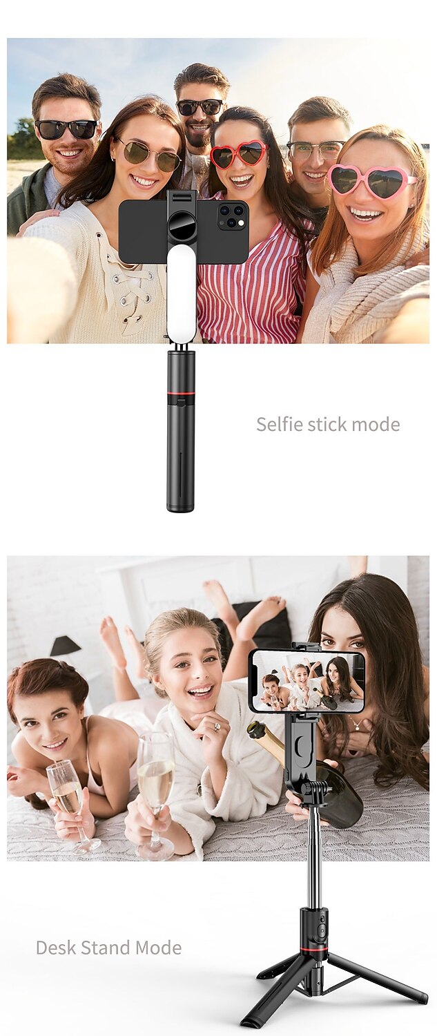 Stable Selfie Stick Tripod With Fill Light 44 Inch Extendable Selfie Stick With Wireless Remote And Tripod Stand 360 Rotation For IPhone 14/13/12/11 Pro/XS Max/XS/XR/X/8/7 Samsung And Smartphone 2025 - $33.99 –P14