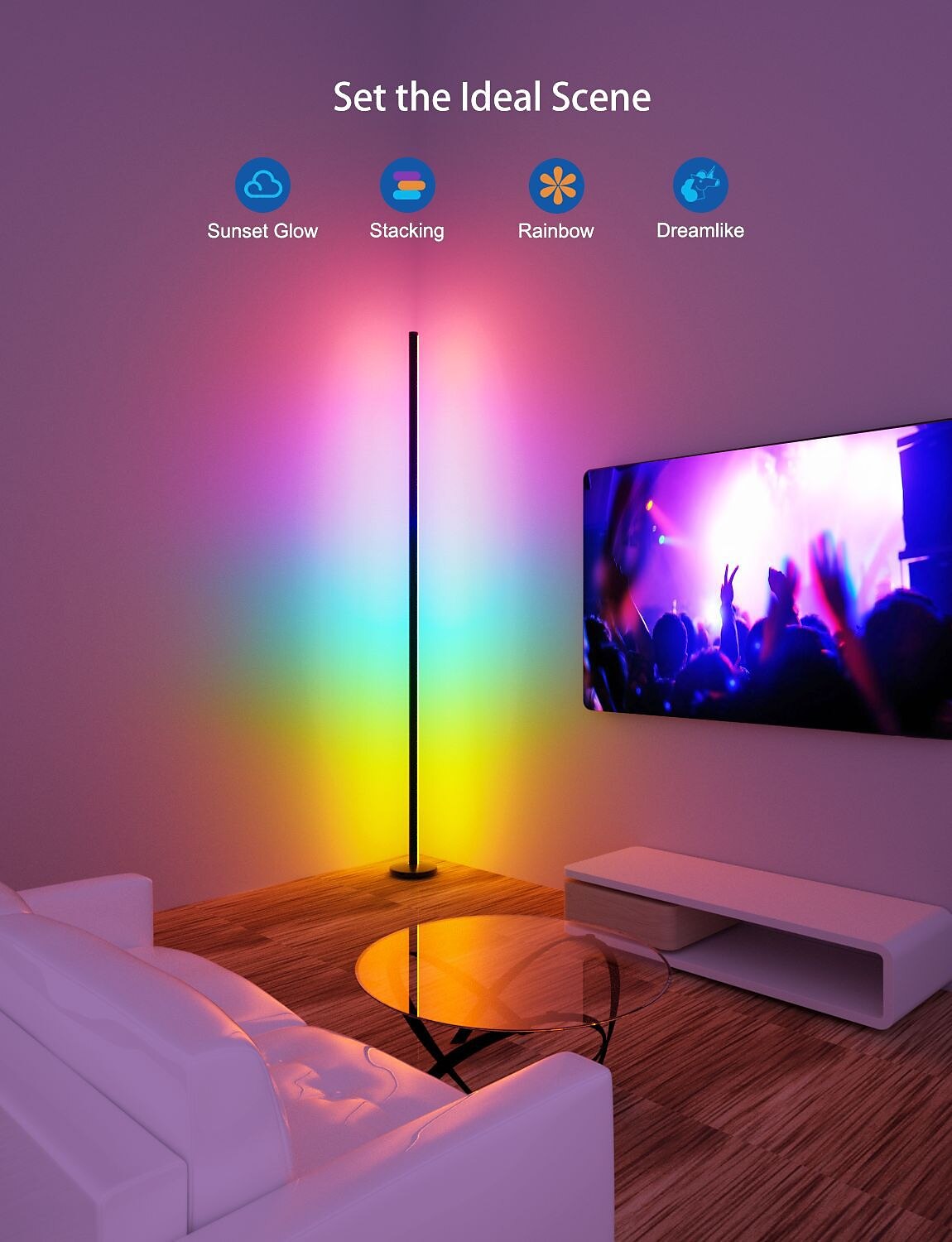 LED Floor Lamp RGB Atmosphere Lamp Tuya Smart Wifi Wall Corner Lamp Disassembly and Assembly Atmosphere Lamp 2025 - $69.99 –P3
