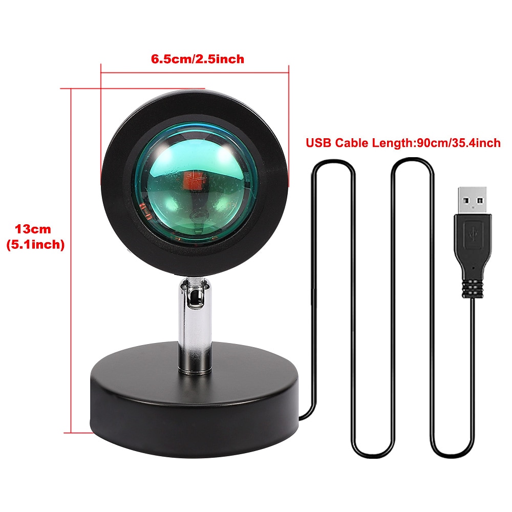zonsondergang projectorlamp, usb-aangedreven regenboog zonsondergang sfeerlamp, 180 graden rotatie voor woonkamer slaapkamer bedlamp 2025 - $7.49 –P2