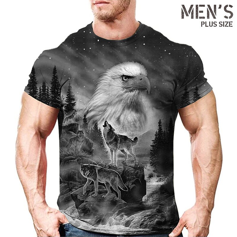 Voor heren Grote maten T-shirt Groot en klein Grafisch Strakke ronde hals Afdrukken Korte mouw Lente zomer Vintage Streetwear Comfortabel Casual Sport Tops 2026 - $20.99 –P4